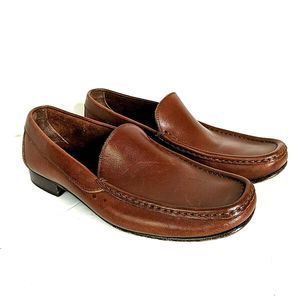Bettaccini Brown Leather Handmade Shoe Loafer Made Italy Size 40 Women 9 Men 7